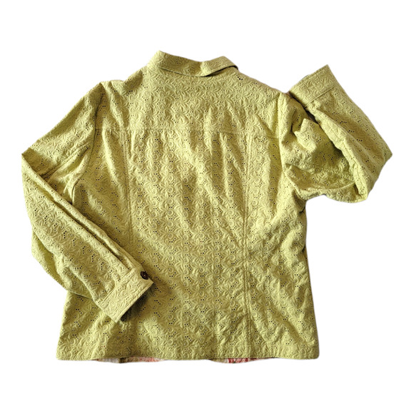 Coldwater Creek Eyelet Cotton Eyelet Blazer Size Large Petite 100% Cotton - Picture 2 of 5